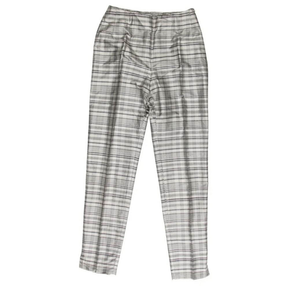 Moschino Cheap And Chic Gray Plaid Silk Pant Sz 8
